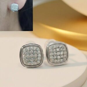 Lydia Cushion Square Diamond Stud Earrings